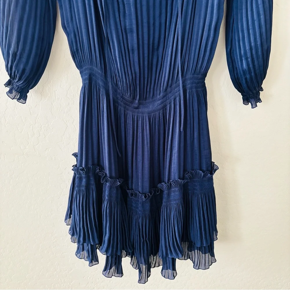 Diane Von Furstenberg Midnight Blue Ruffle Dress 3/4 Length Sleeves Size‎ 2
